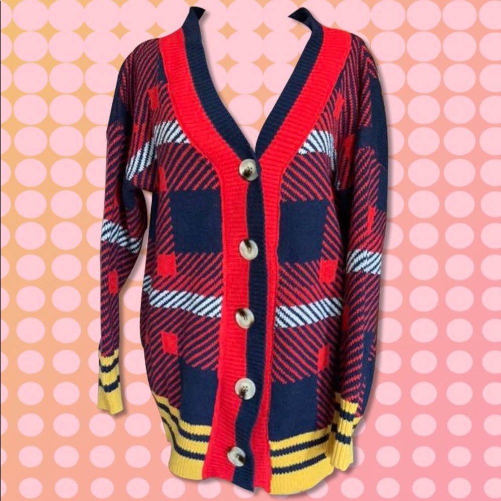 Vintage Plaid Striped Sweater